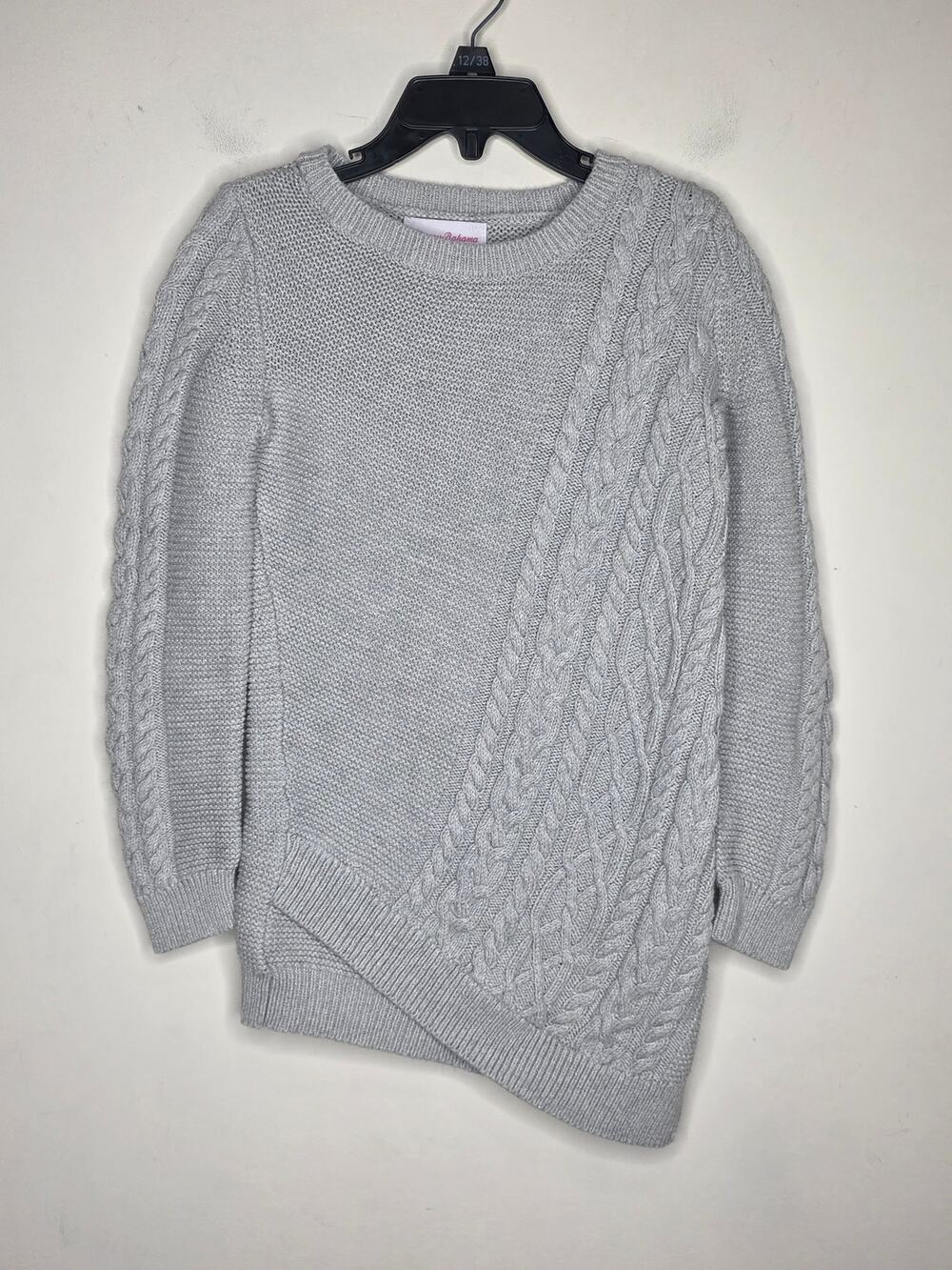 Tommy Bahama grey asymmetrical long sleeve sweater dress - small 7 - 8